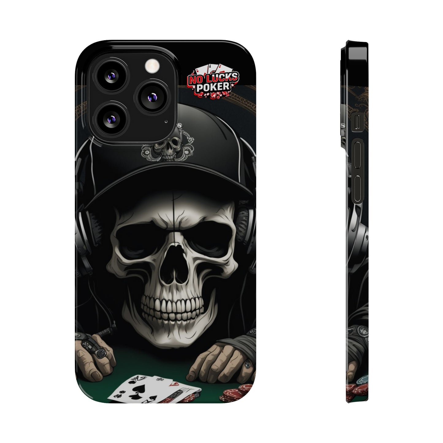 Poker Player with Skull at Poker Table Slim Phone Case -  iPhone 13 - 16