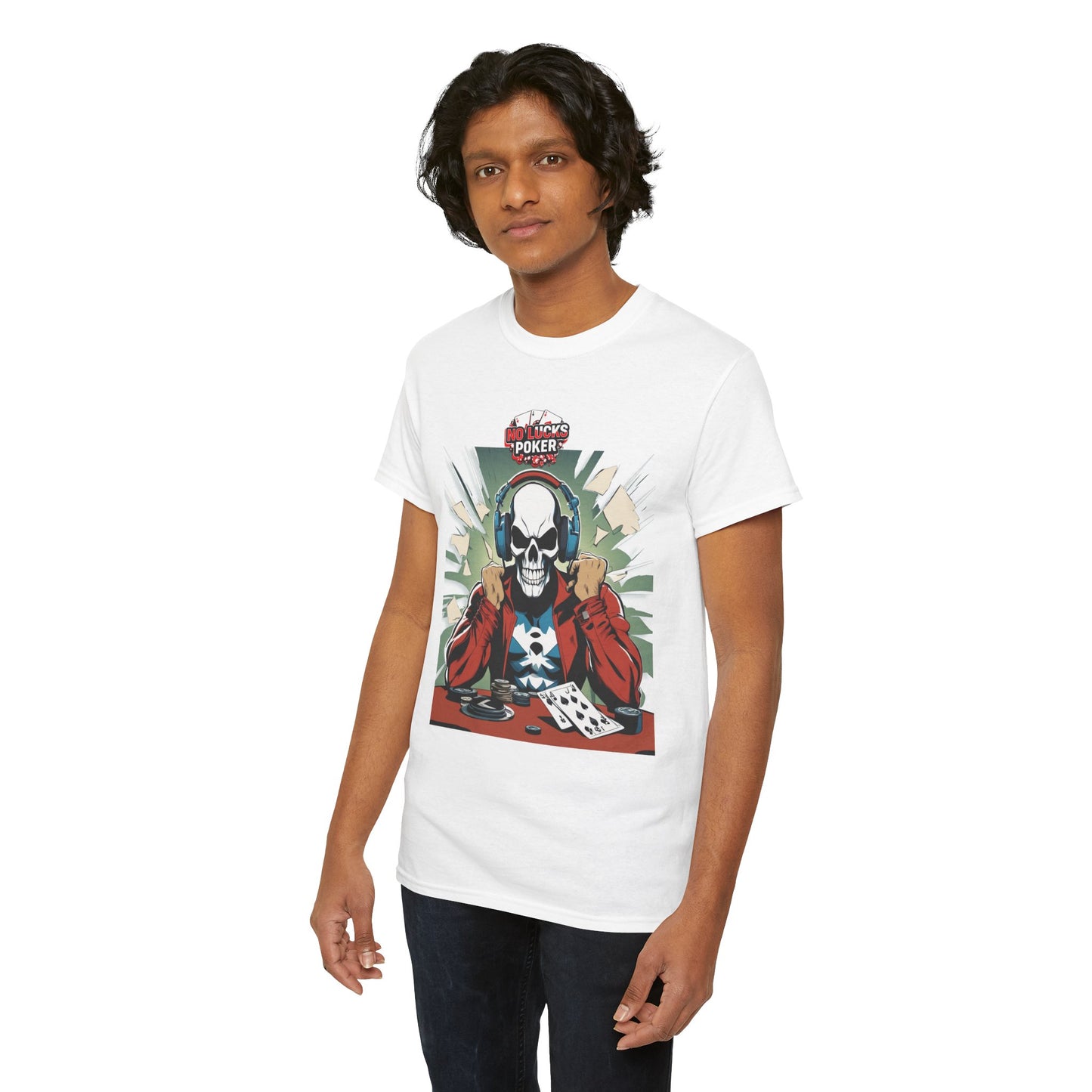 No Lucks Given – Poker Skull w/ Headphones Tee (Hero/Villain Edition)