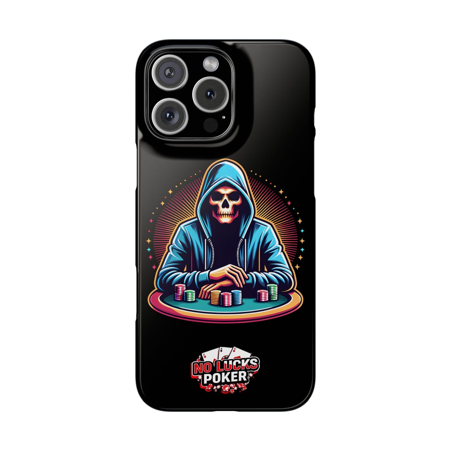 Poker Player with Skull at Poker Table Slim Phone Case -  iPhone 13 - 15