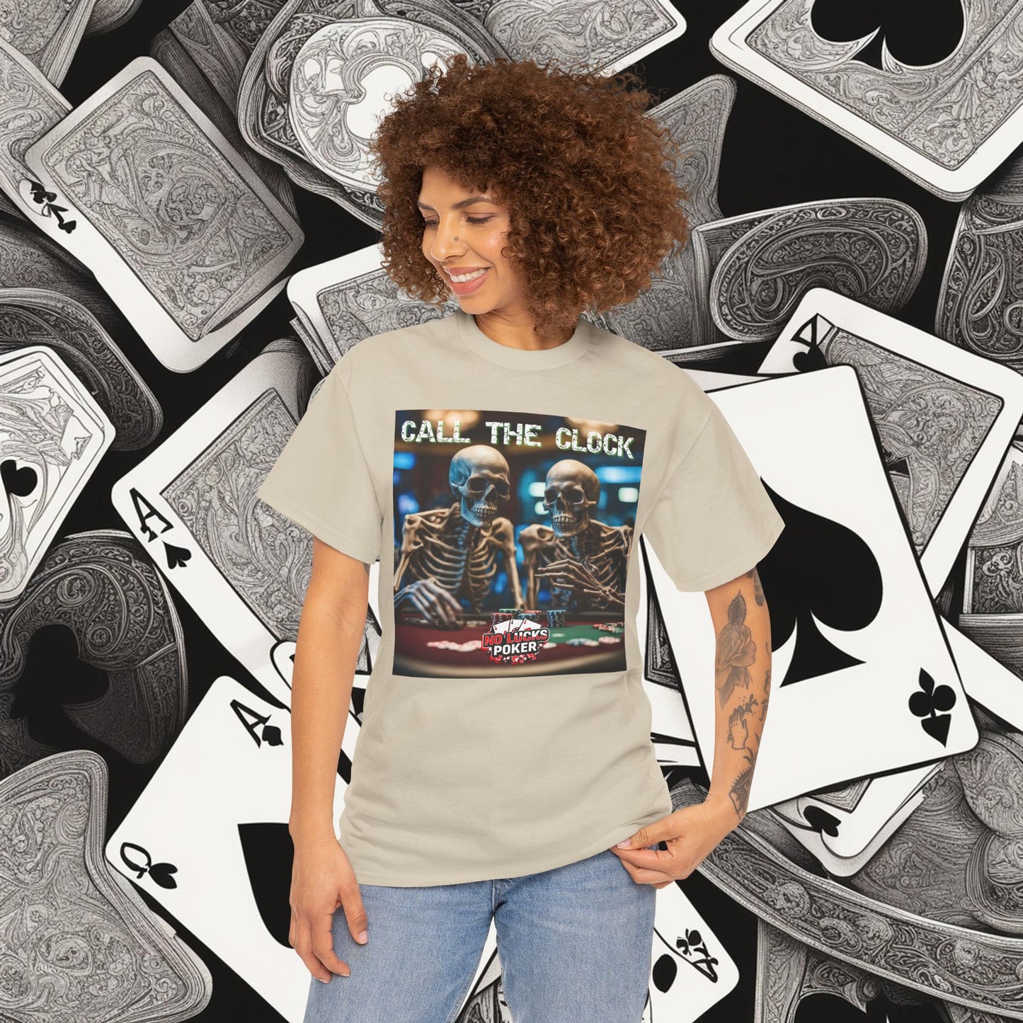 Call the clock skull unisex heavy cotton T-Shirt Must have Good Luck All-in