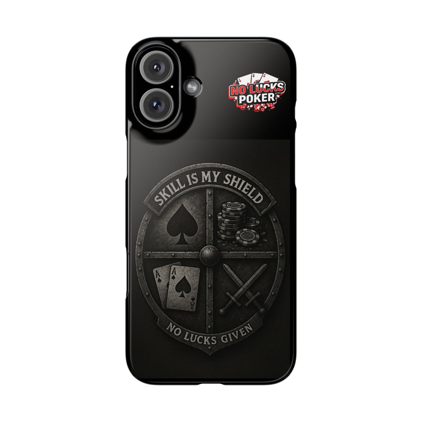 Skill Is My Shield Poker Phone Case | Zero Lucks – Ace of Spades & Crossed Swords -  iPhone 13 - 16