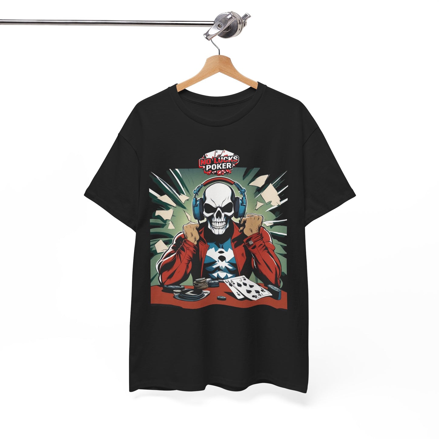 No Lucks Given – Poker Skull w/ Headphones Tee (Hero/Villain Edition)