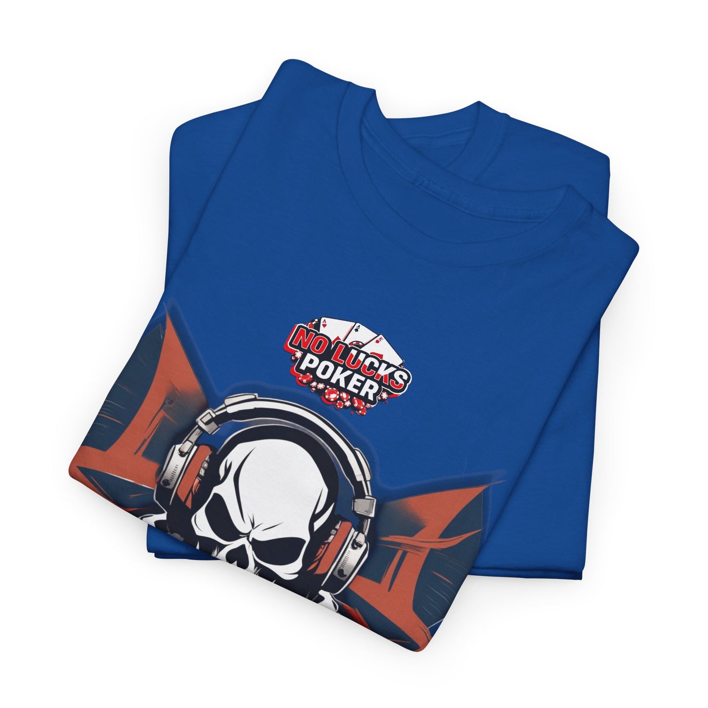 No Lucks Given – Hero/Villain Poker Skull Tee (Headphones Edition)