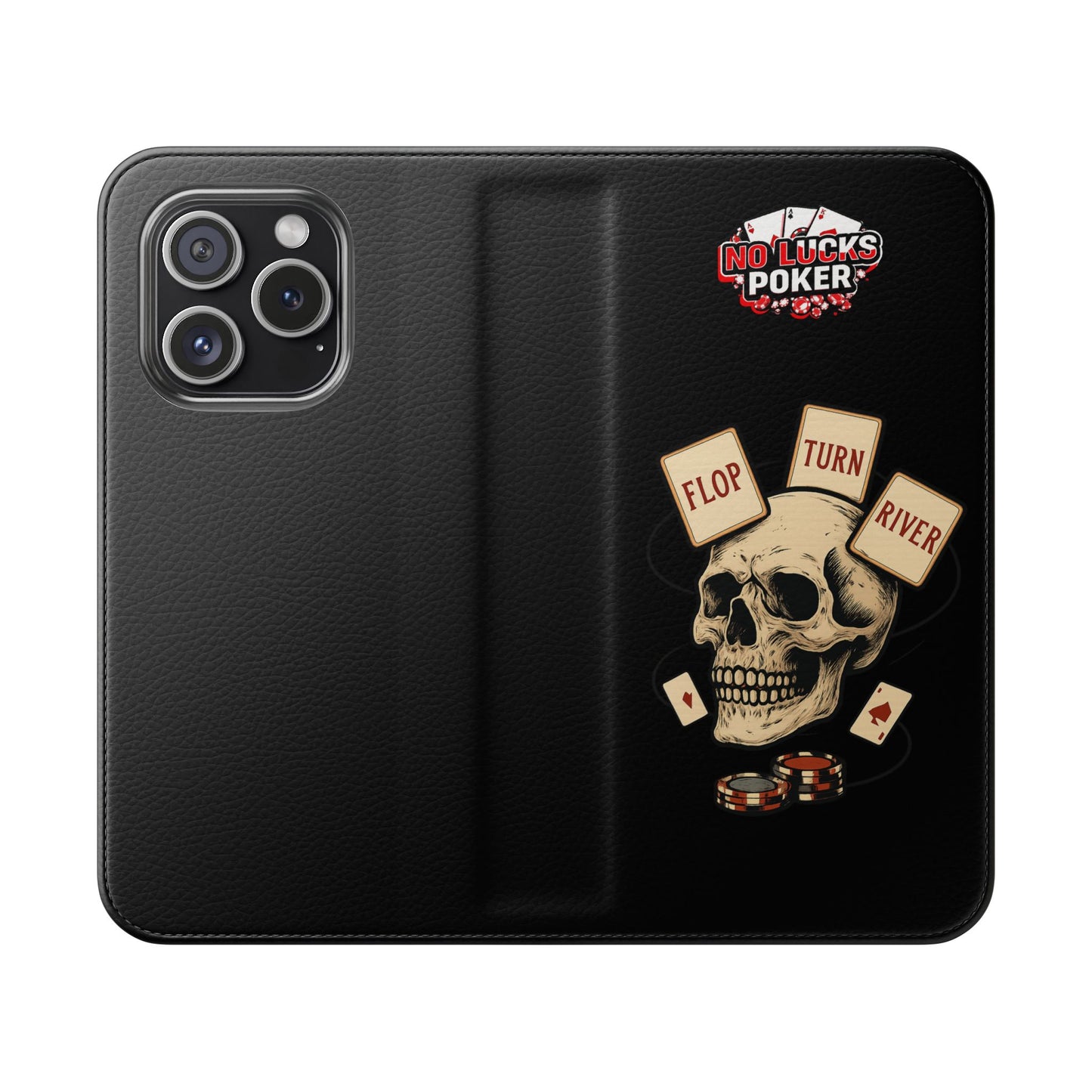 Flop Turn River Skull Wallet Phone Case | Zero Lucks – Poker Grind Gear