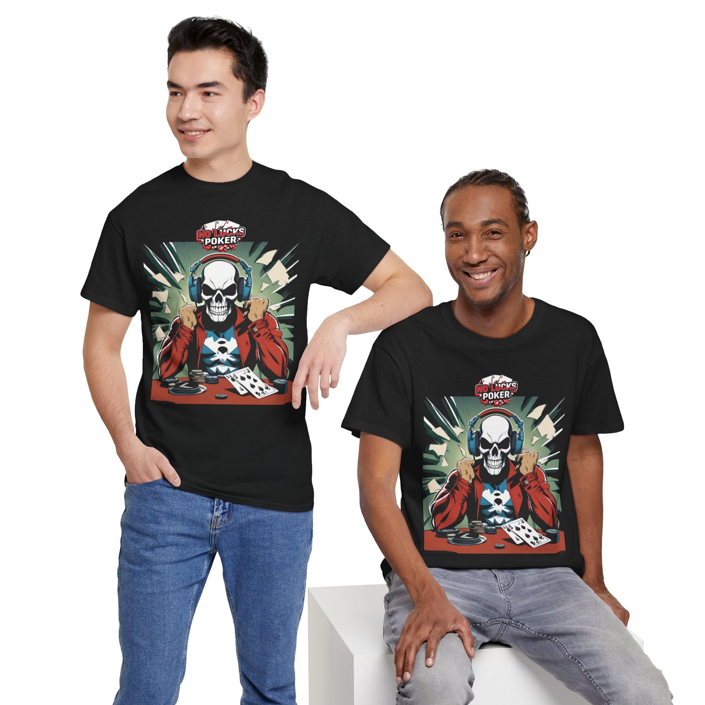 No Lucks Given – Poker Skull w/ Headphones Tee (Hero/Villain Edition)