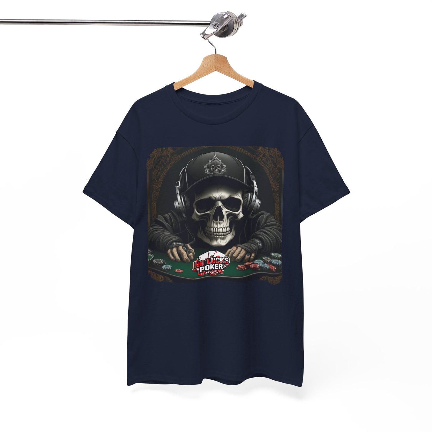 No Lucks Given – Hoodie Skull & Headphones Poker Tee