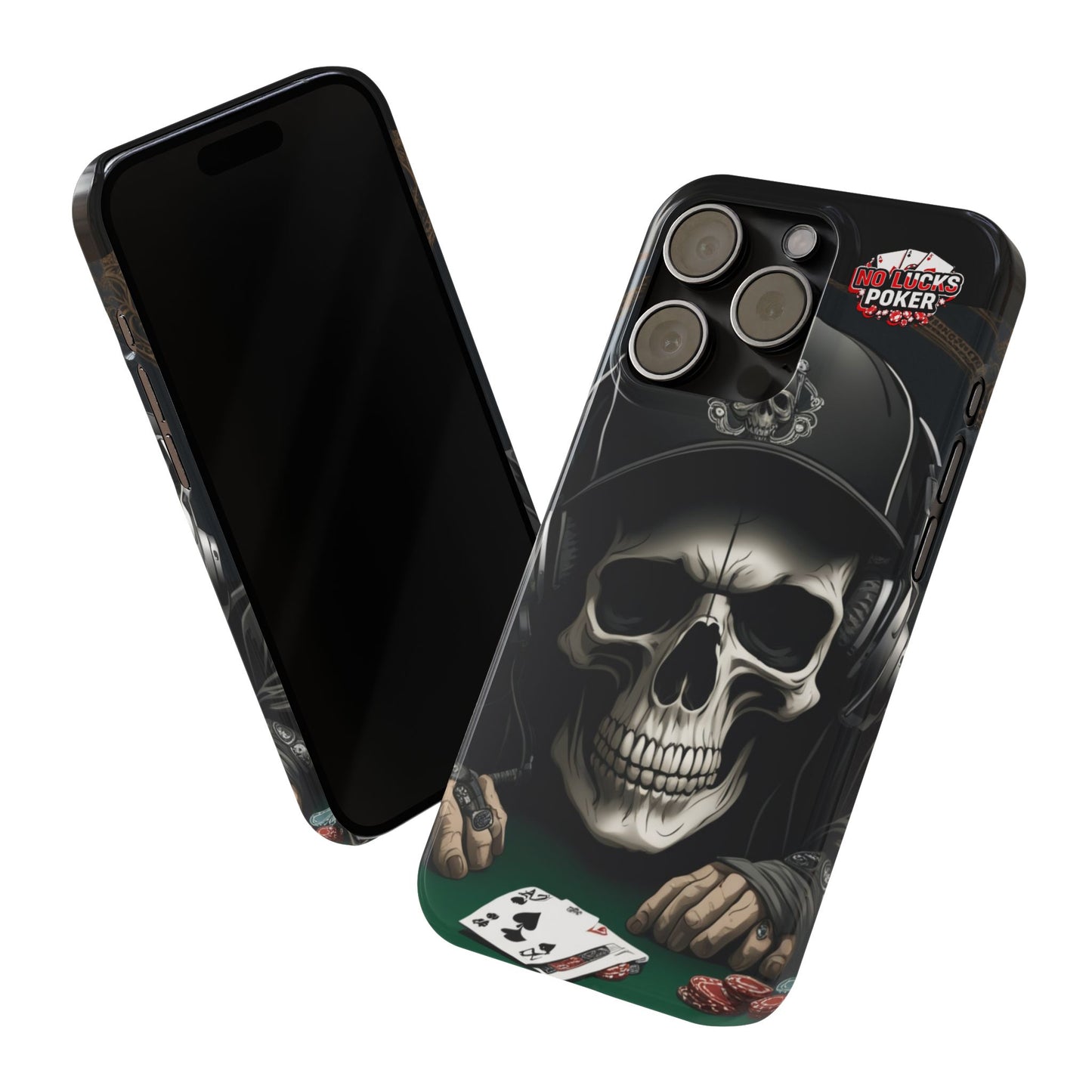Poker Player with Skull at Poker Table Slim Phone Case -  iPhone 13 - 16