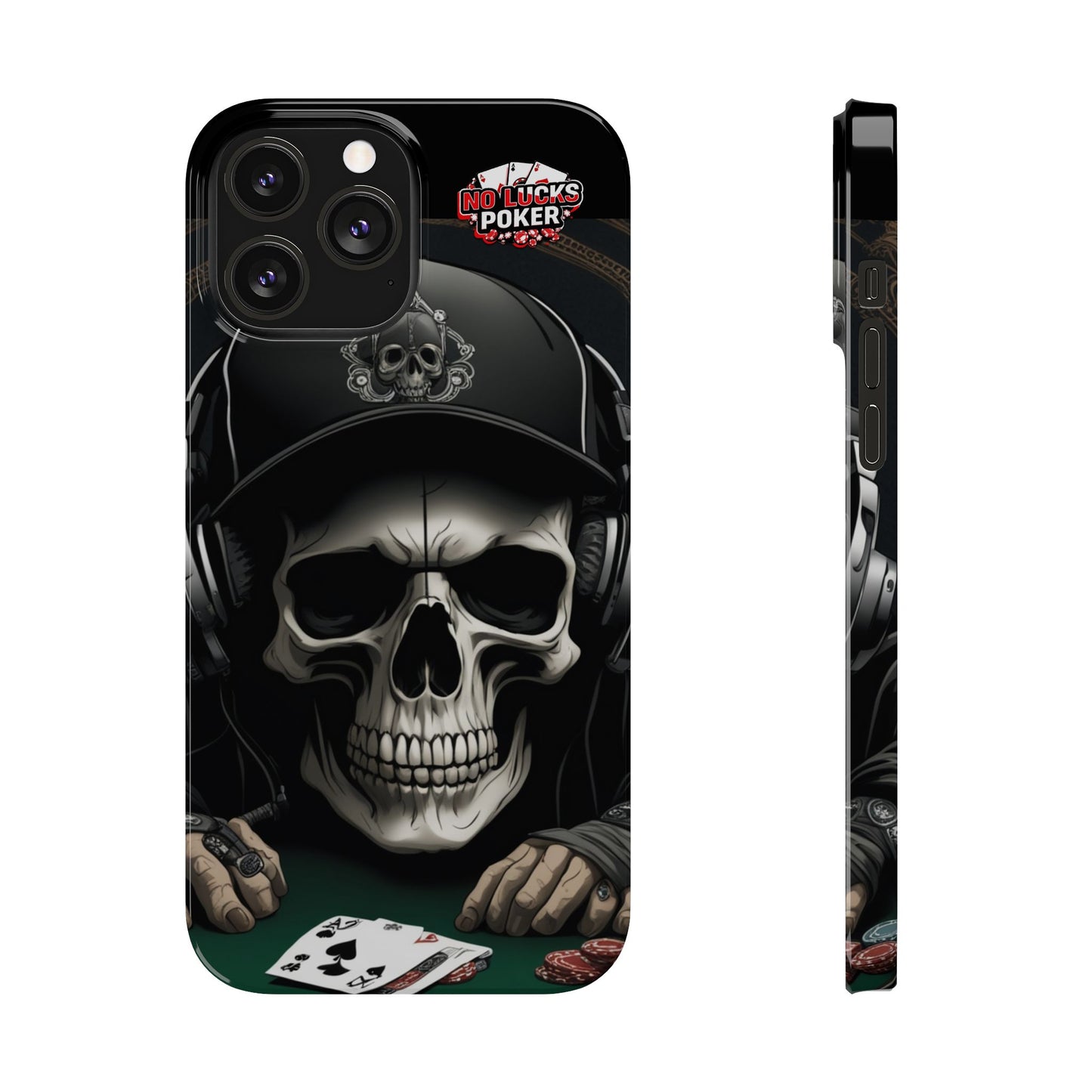 Poker Player with Skull at Poker Table Slim Phone Case -  iPhone 13 - 16