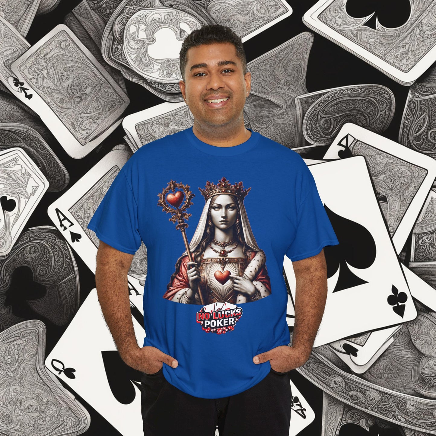 Queen of Hearts Poker T-Shirt | Unisex Heavy Cotton Tee