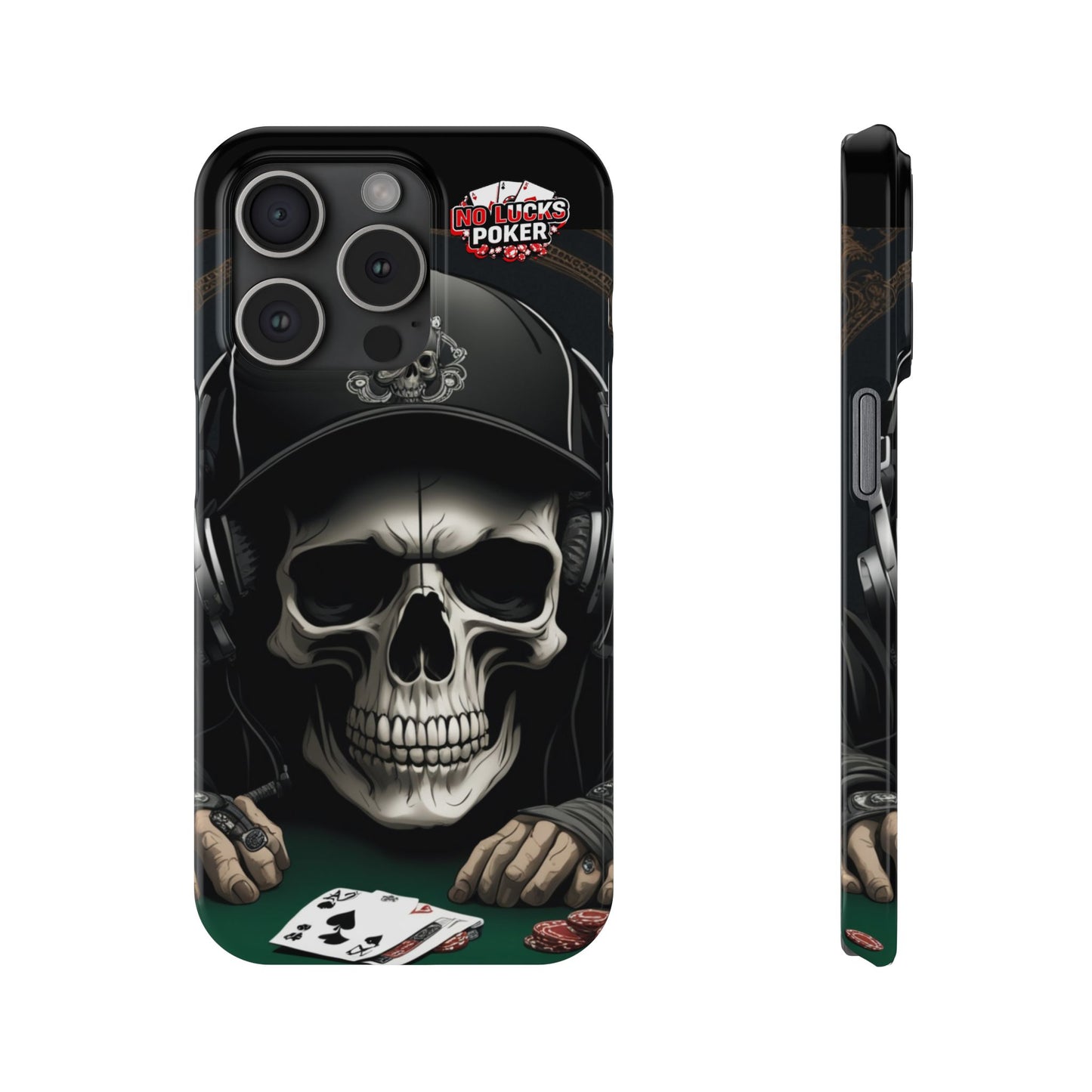 Poker Player with Skull at Poker Table Slim Phone Case -  iPhone 13 - 16