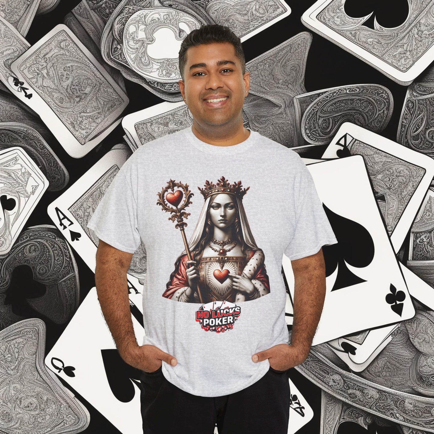 Queen of Hearts Poker T-Shirt | Unisex Heavy Cotton Tee