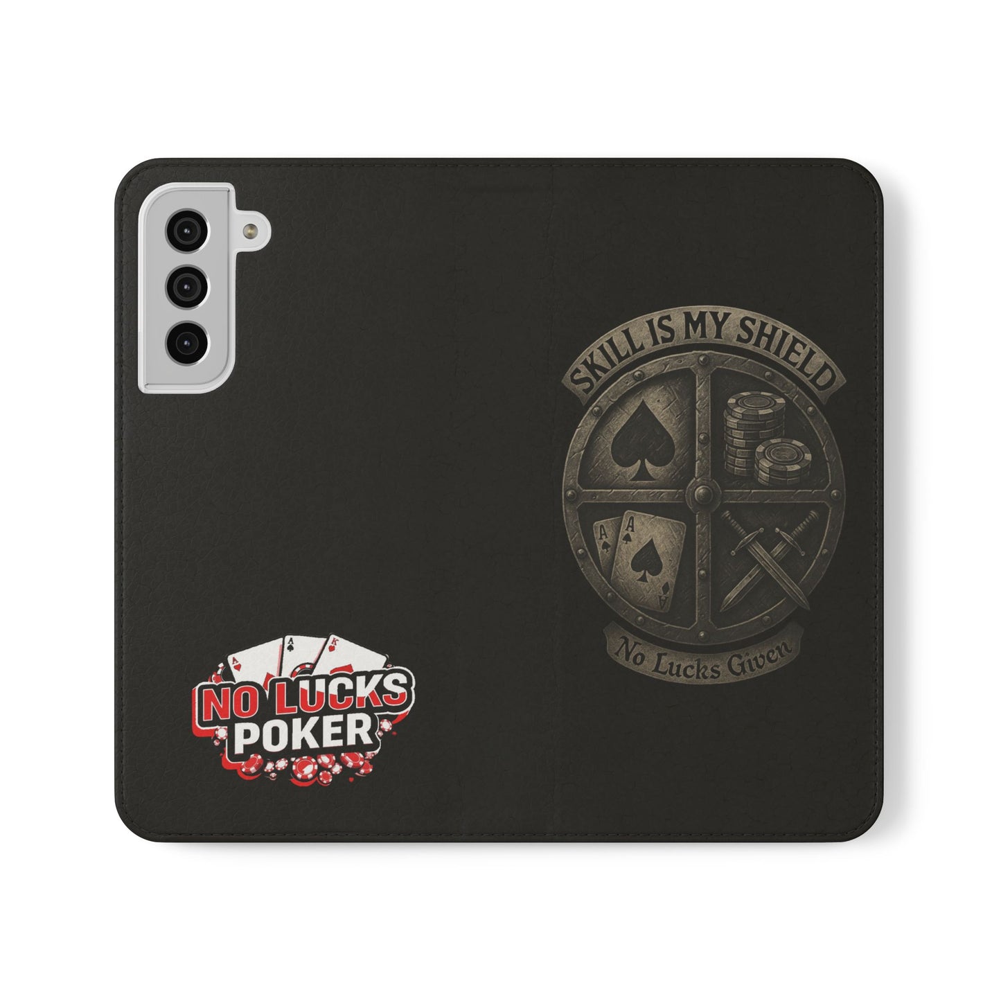 Skill Is My Shield Poker Phone Case | Zero Lucks – Ace of Spades & Crossed Swords – iPhone & Android Phone Cover