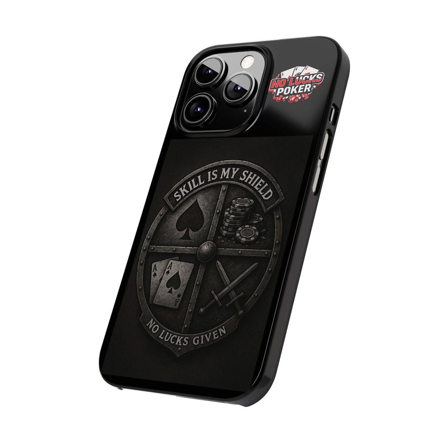 Skill Is My Shield Poker Phone Case | Zero Lucks – Ace of Spades & Crossed Swords -  iPhone 13 - 16