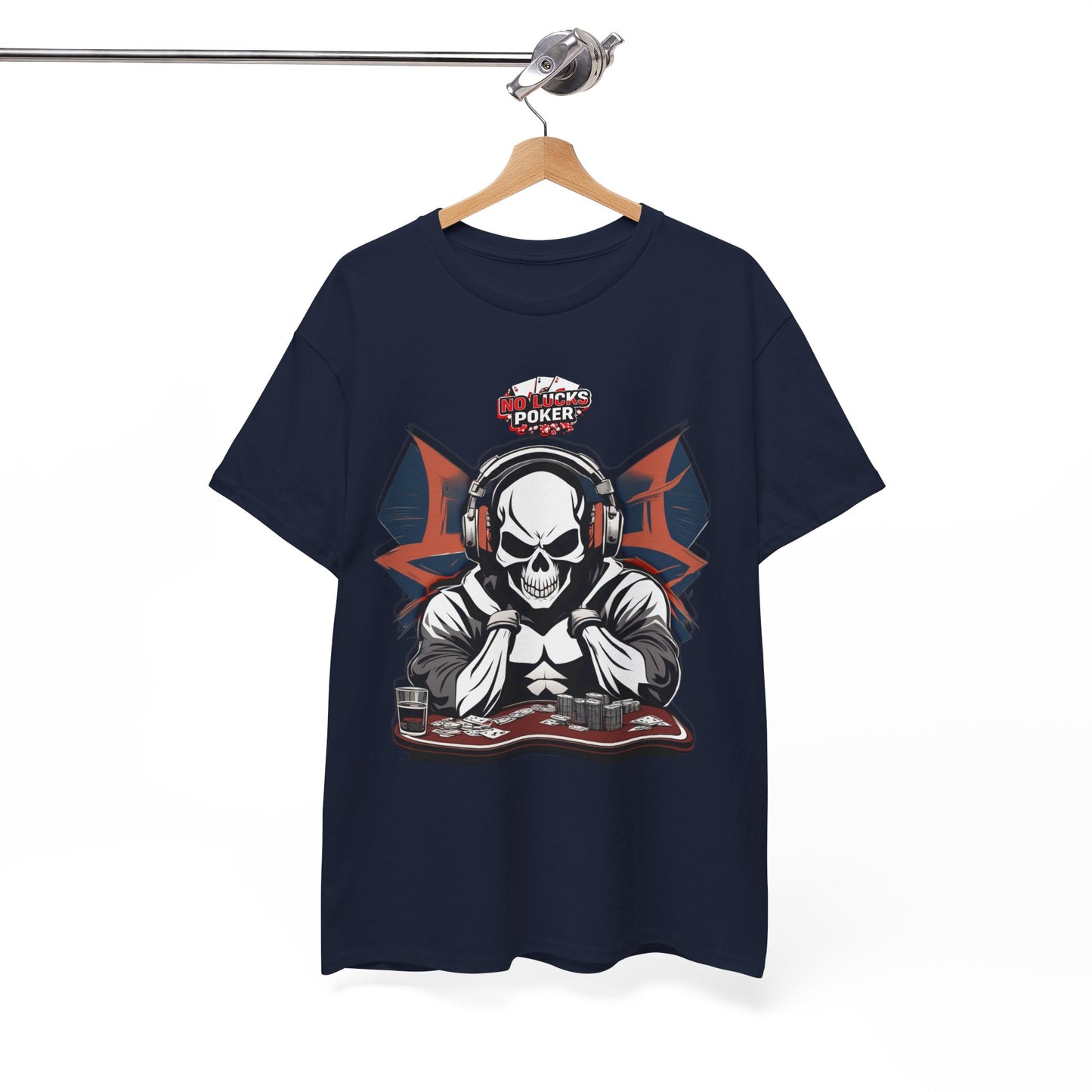 No Lucks Given – Hero/Villain Poker Skull Tee (Headphones Edition)