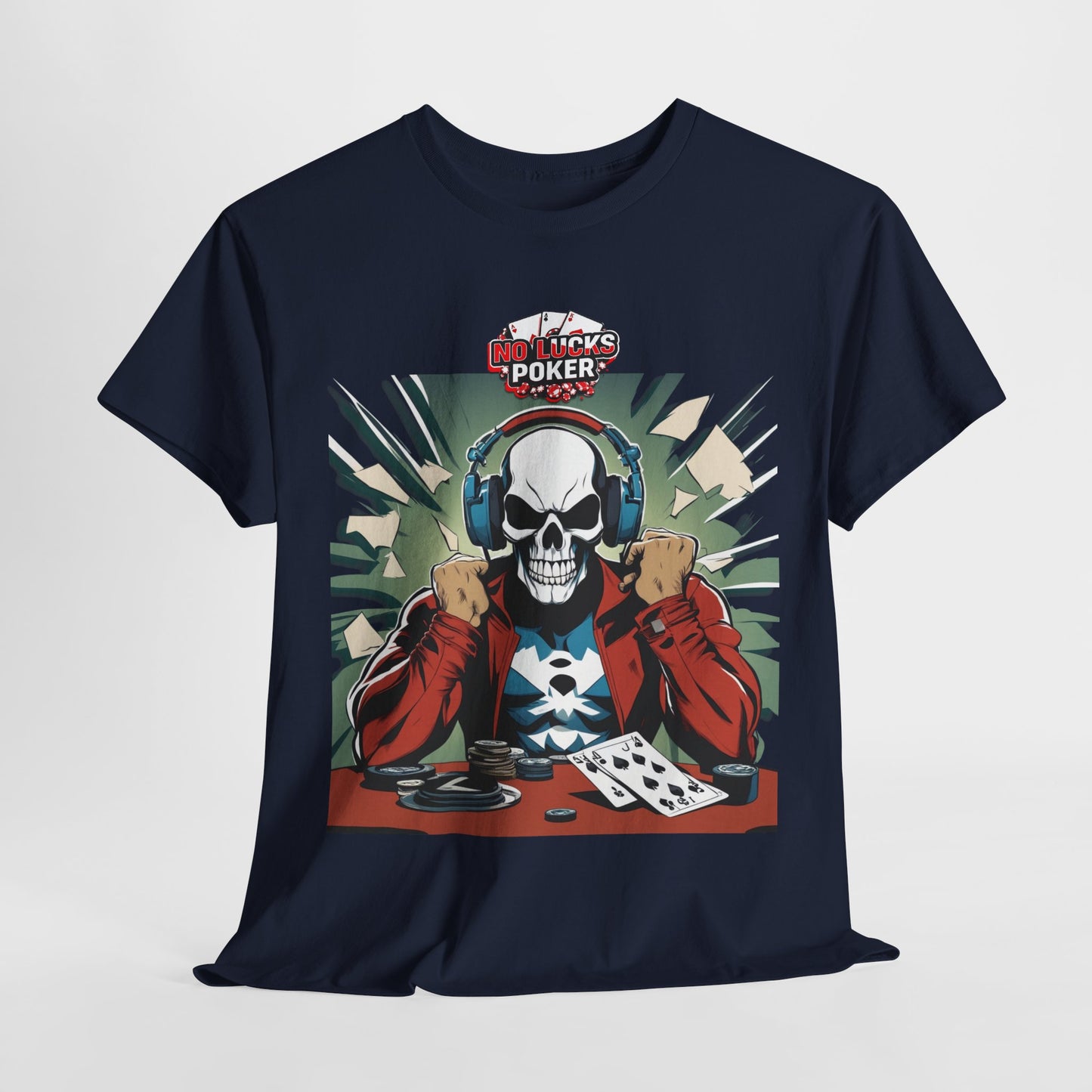 No Lucks Given – Poker Skull w/ Headphones Tee (Hero/Villain Edition)