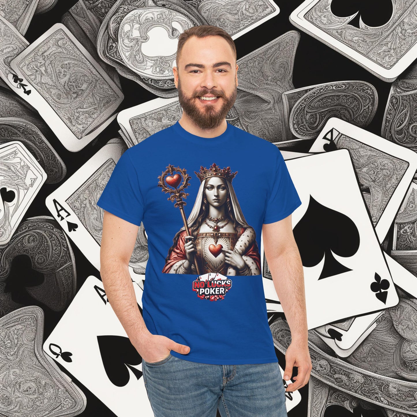 Queen of Hearts Poker T-Shirt | Unisex Heavy Cotton Tee