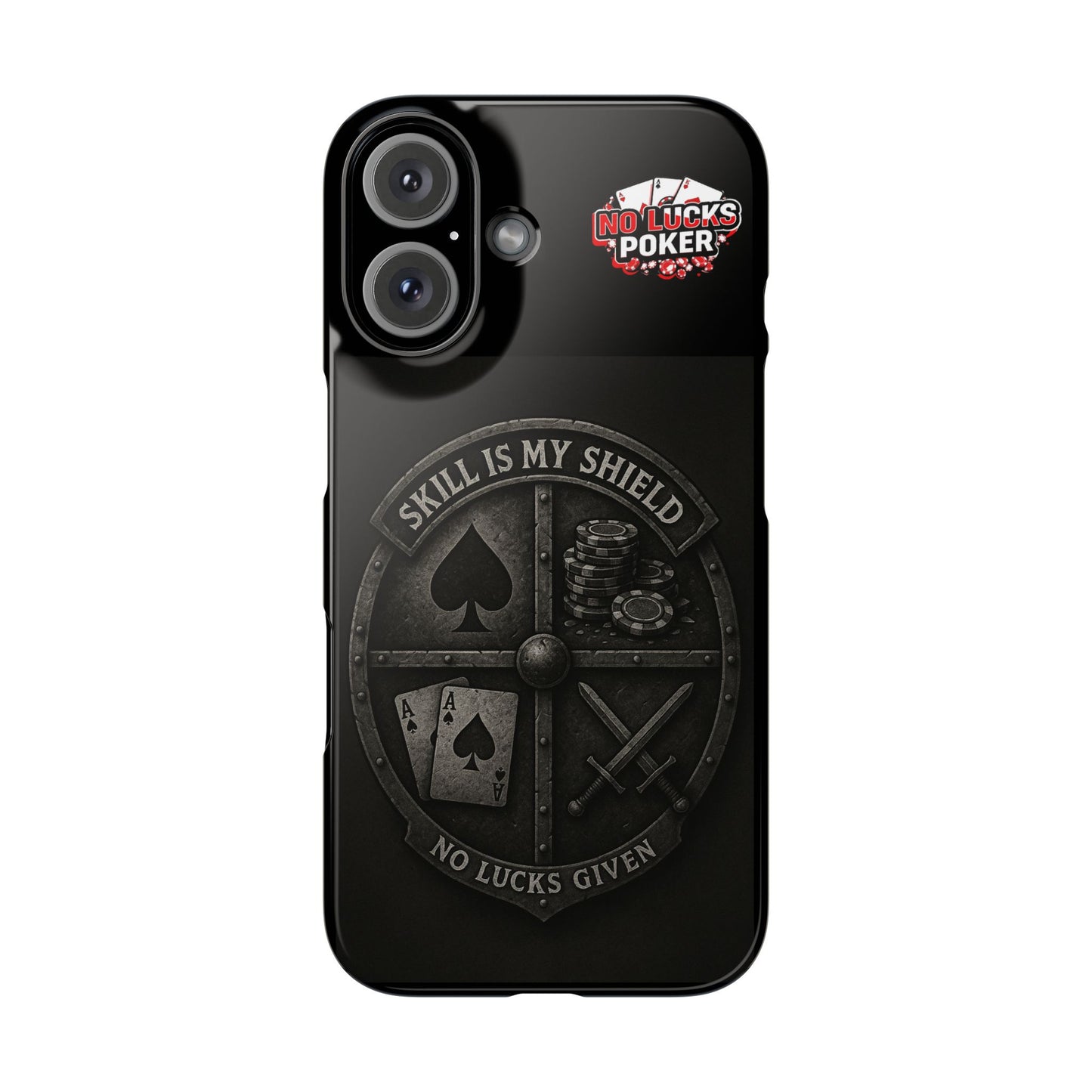Skill Is My Shield Poker Phone Case | Zero Lucks – Ace of Spades & Crossed Swords -  iPhone 13 - 16