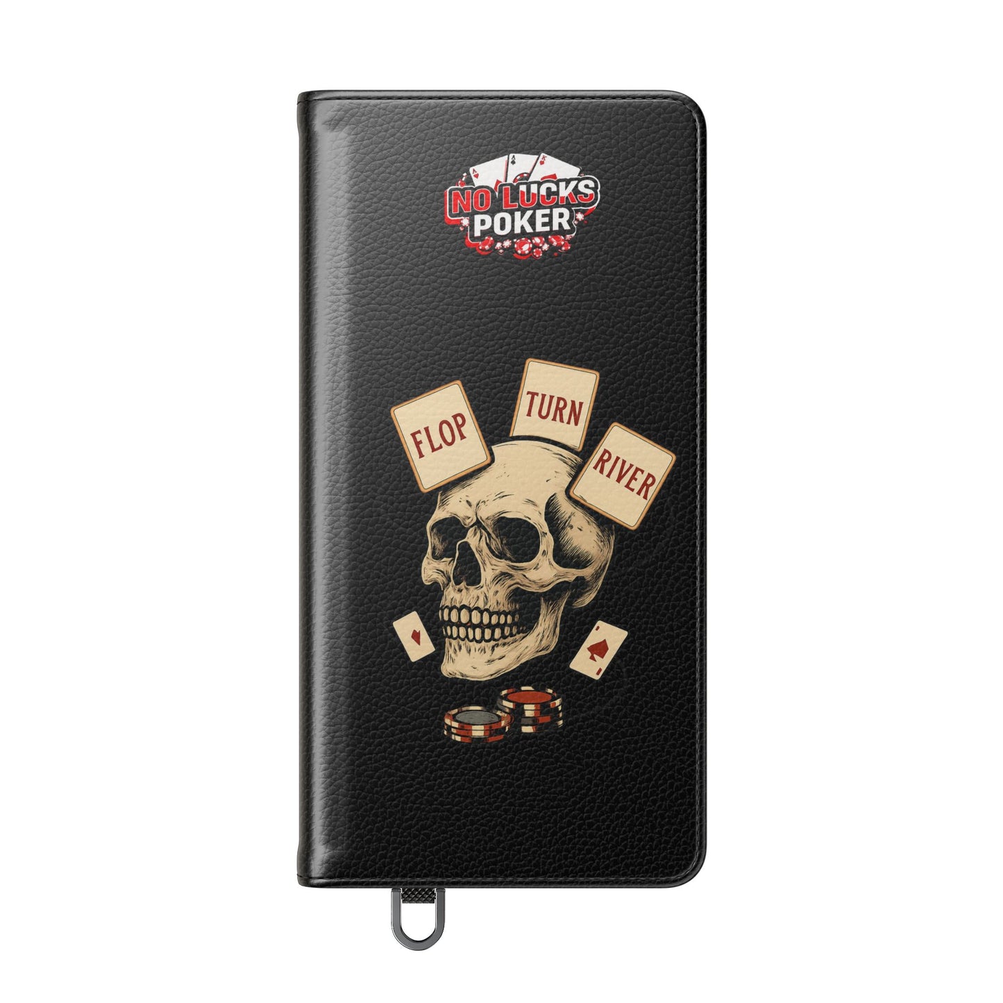 Flop Turn River Skull Wallet Phone Case | Zero Lucks – Poker Grind Gear