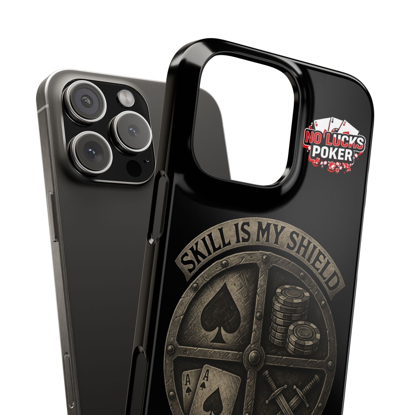 Skill Is My Shield Poker Phone Case | Zero Lucks – Ace of Spades & Crossed Swords -  iPhone 13 - 16