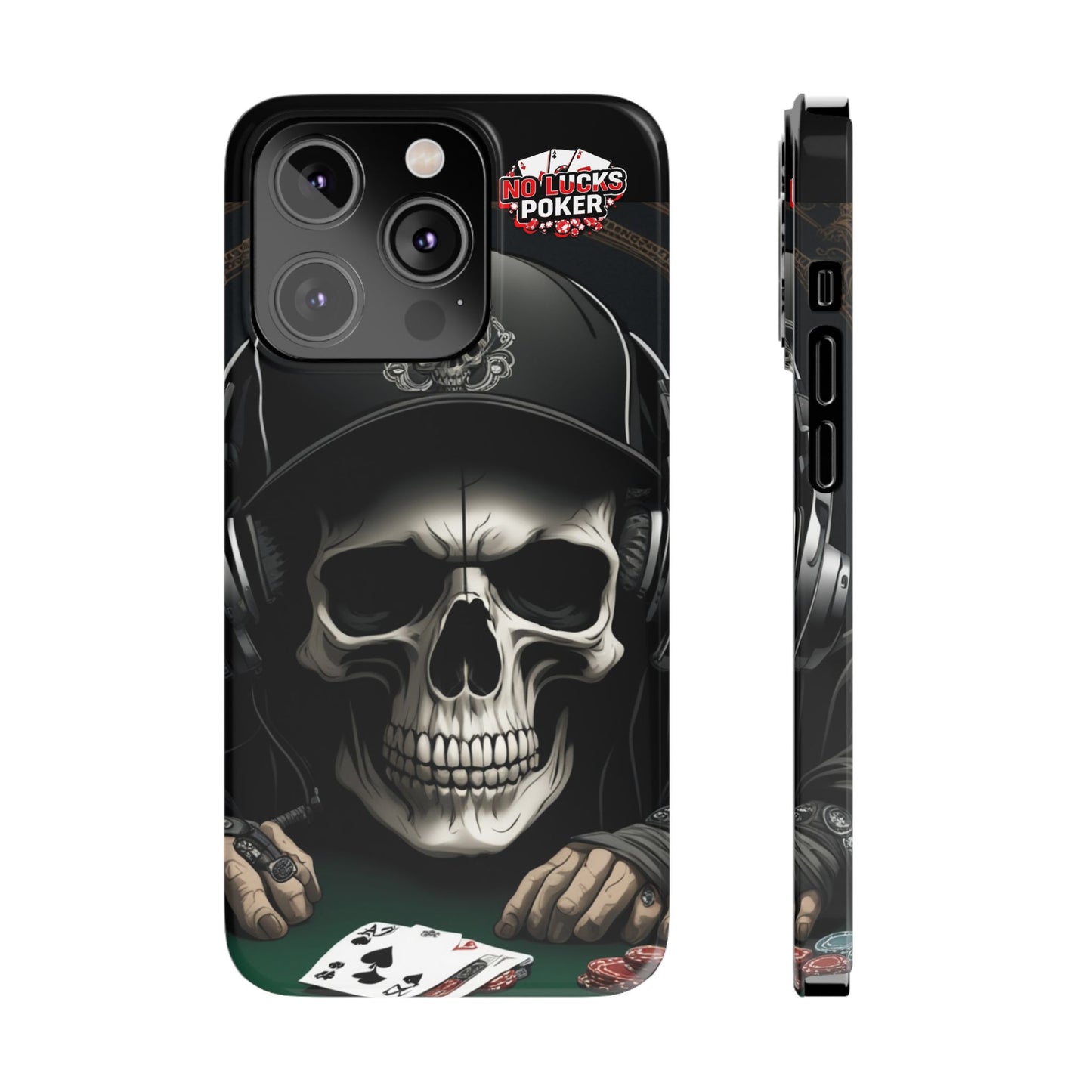 Poker Player with Skull at Poker Table Slim Phone Case -  iPhone 13 - 16