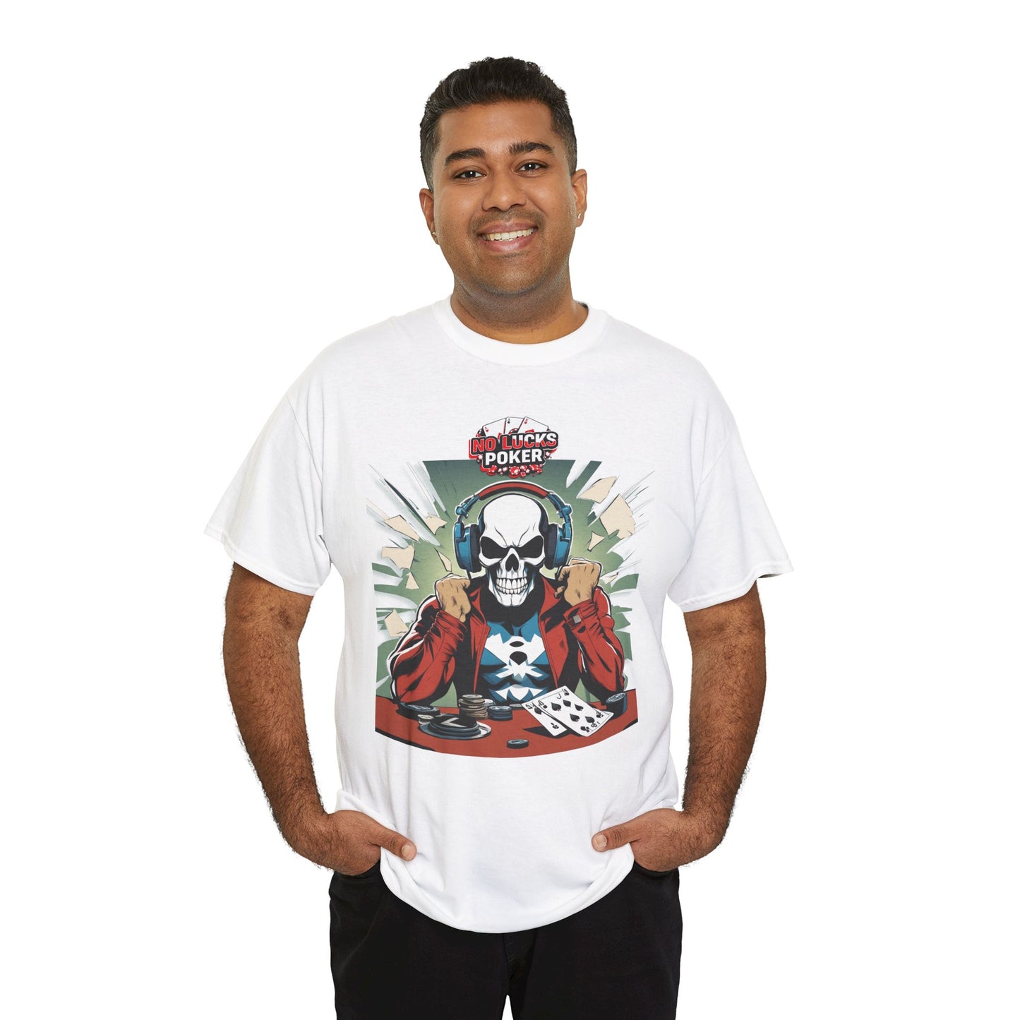 No Lucks Given – Poker Skull w/ Headphones Tee (Hero/Villain Edition)