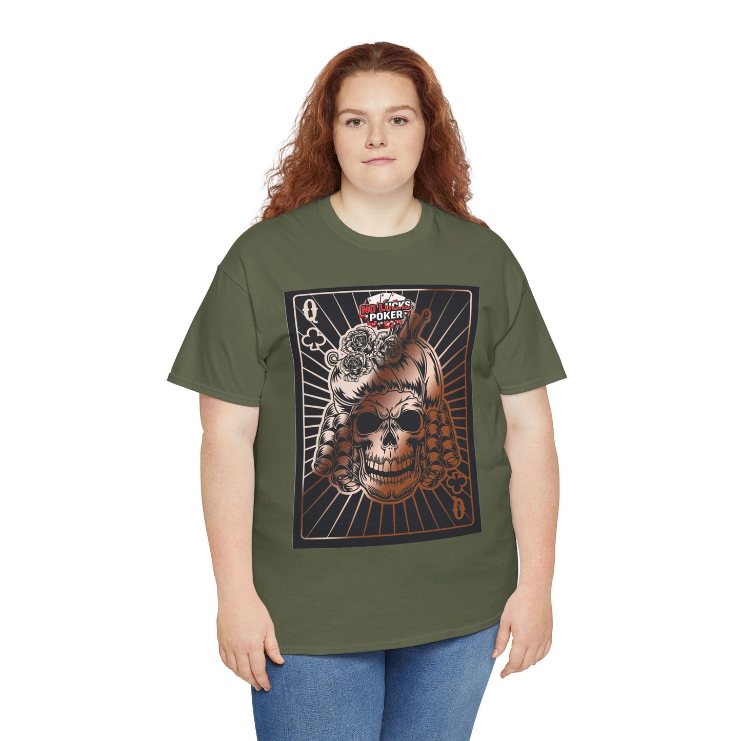 No Lucks Given Angry Queen of Clubs Copper Poker T-Shirt Must have Good Luck All-in