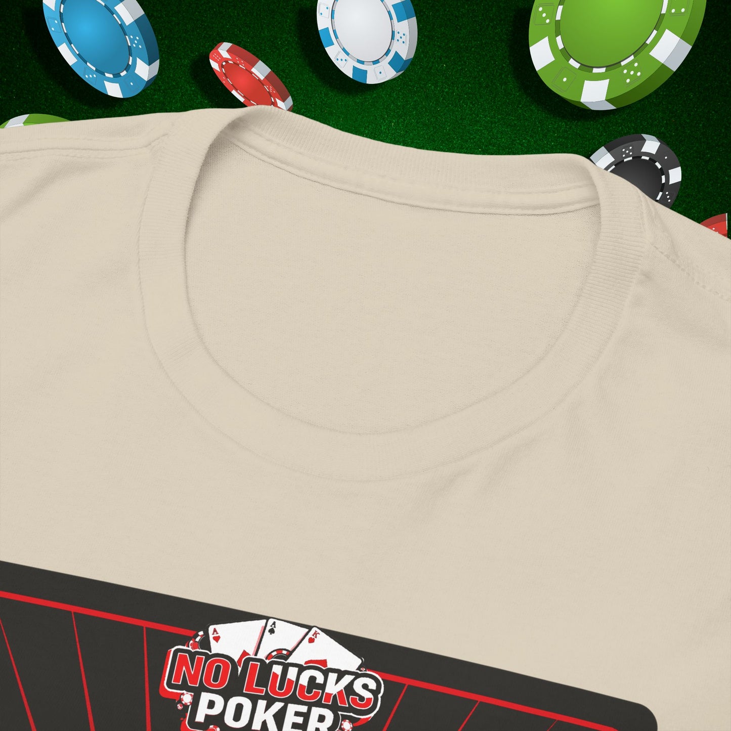 No Lucks Given Ace of Clubs card with two big axes Red Green Poker T-Shirt Must have Good Luck All-in