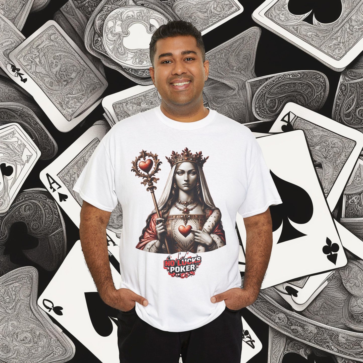 Queen of Hearts Poker T-Shirt | Unisex Heavy Cotton Tee