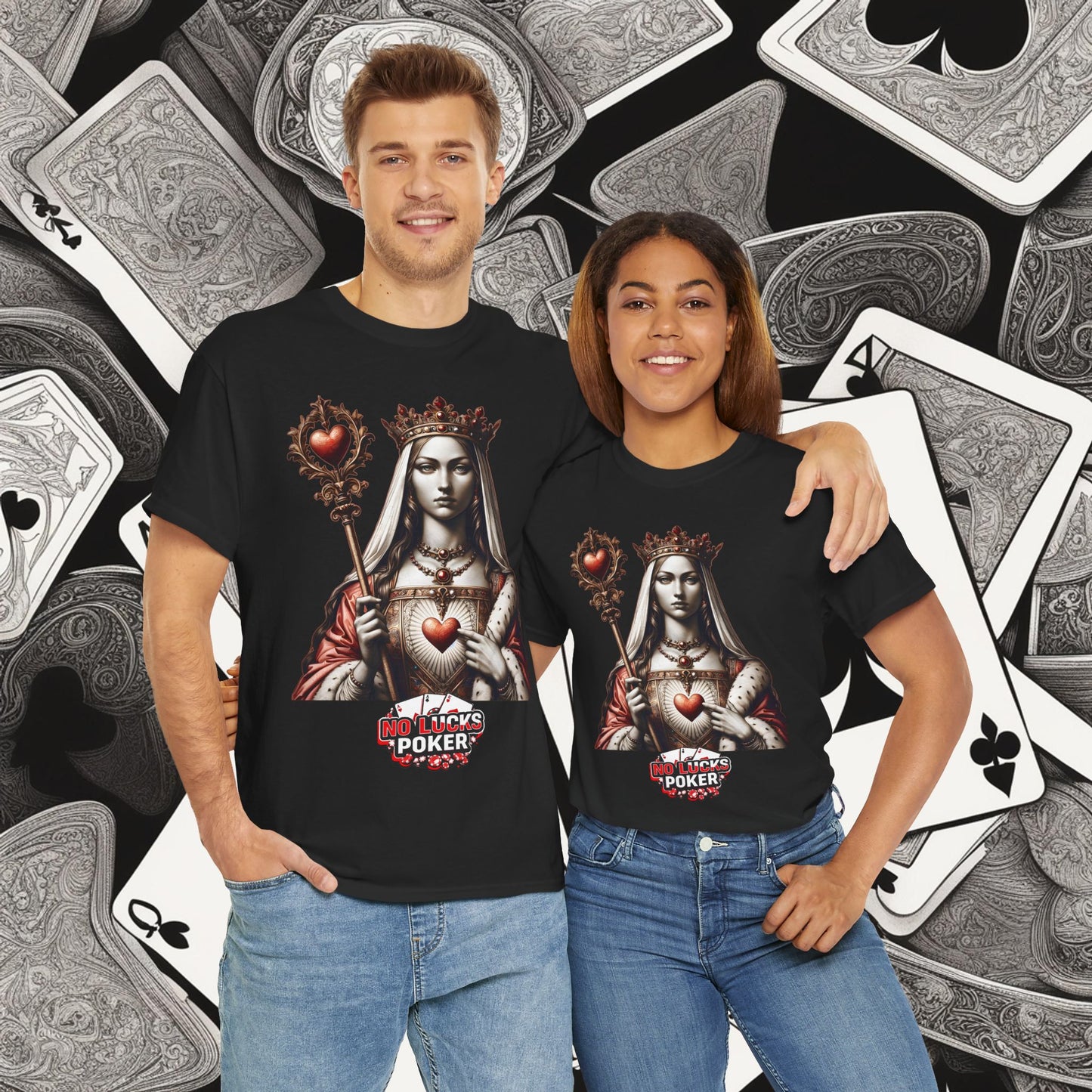 Queen of Hearts Poker T-Shirt | Unisex Heavy Cotton Tee