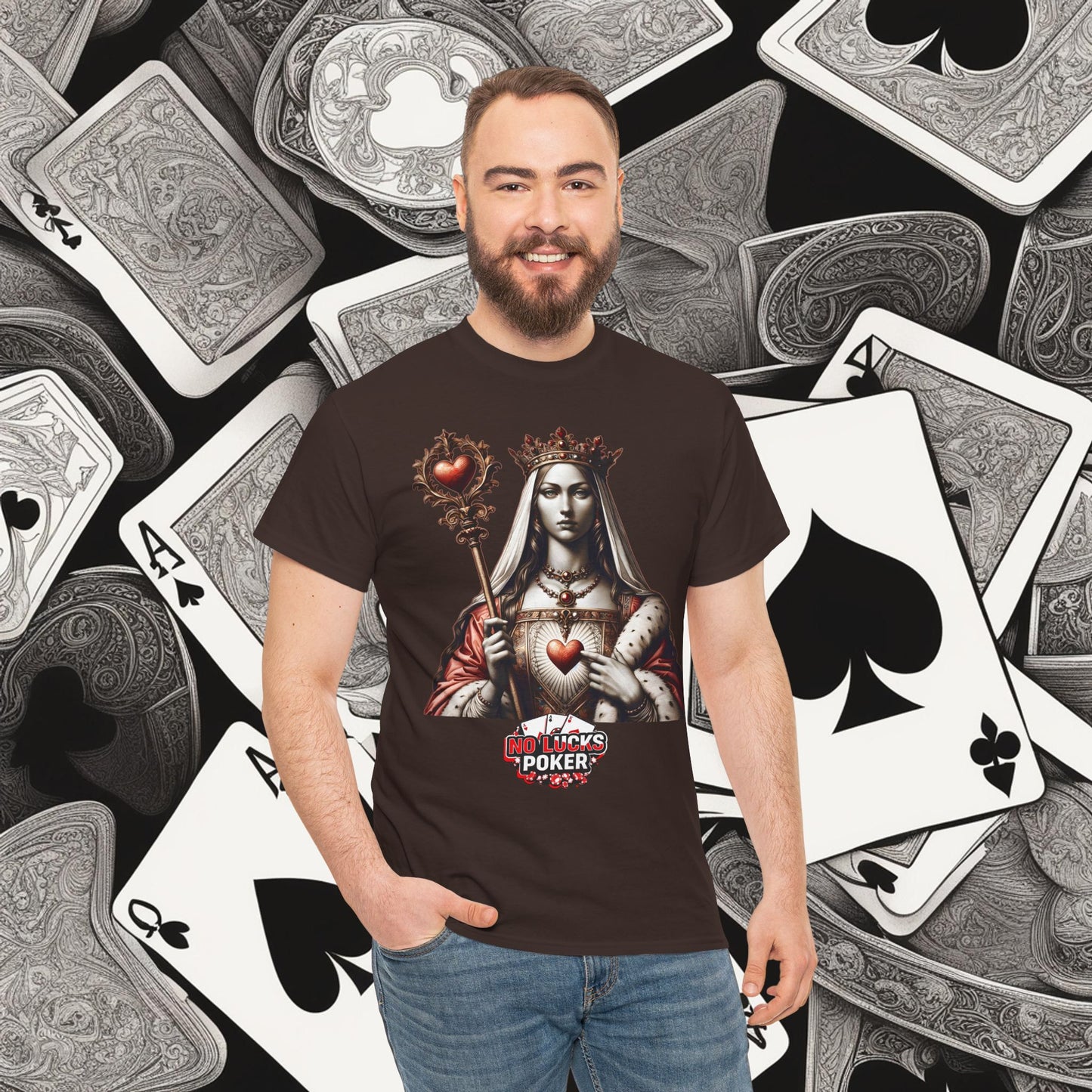 Queen of Hearts Poker T-Shirt | Unisex Heavy Cotton Tee
