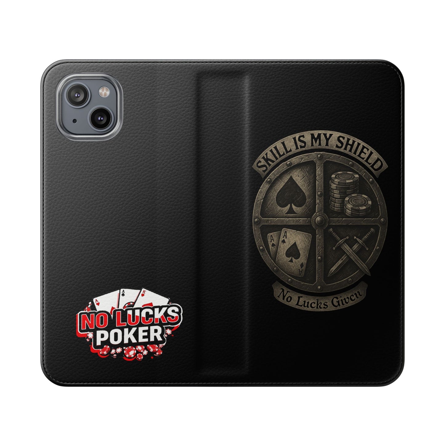 Skill Is My Shield Poker Phone Case | Zero Lucks – Ace of Spades & Crossed Swords – iPhone & Android Phone Cover