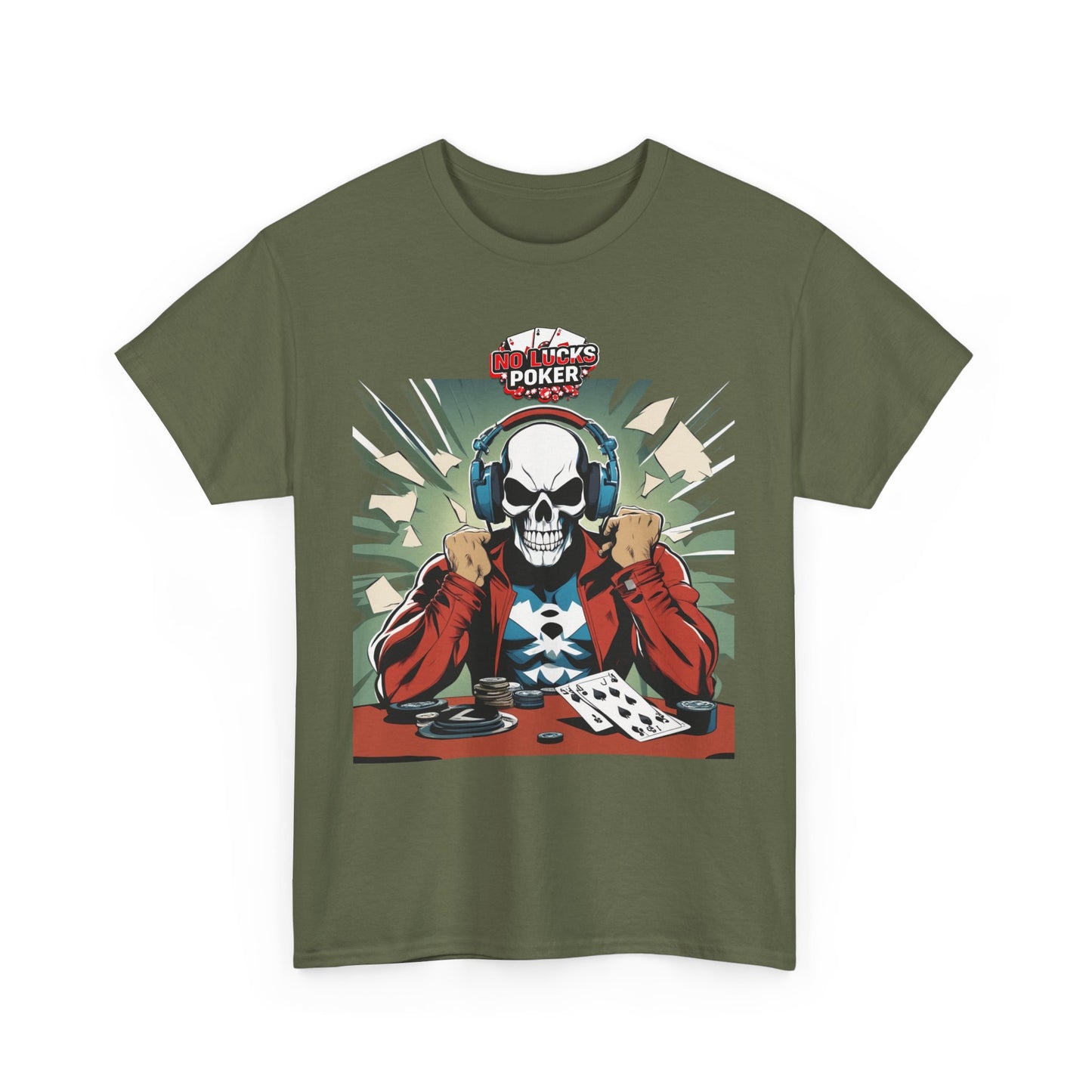 No Lucks Given – Poker Skull w/ Headphones Tee (Hero/Villain Edition)