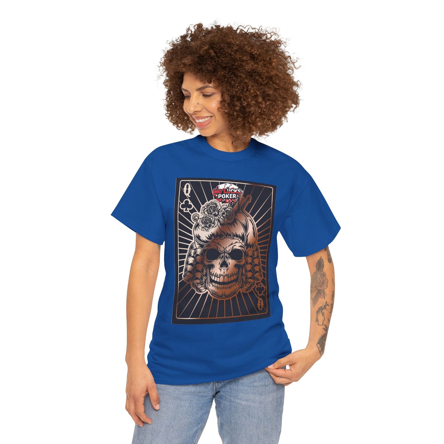 No Lucks Given Angry Queen of Clubs Copper Poker T-Shirt Must have Good Luck All-in