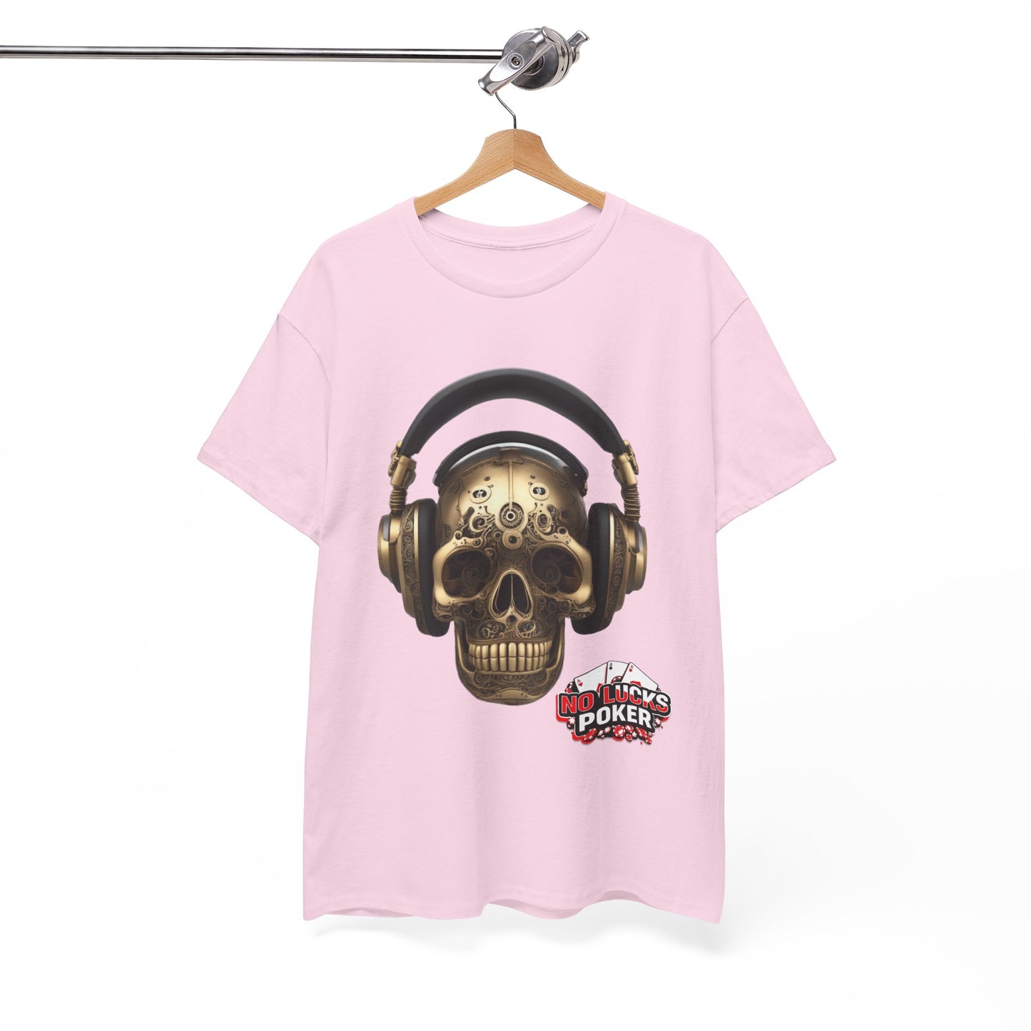 Clockwork steampunk Skull with headphones unisex heavy cotton T-shirt