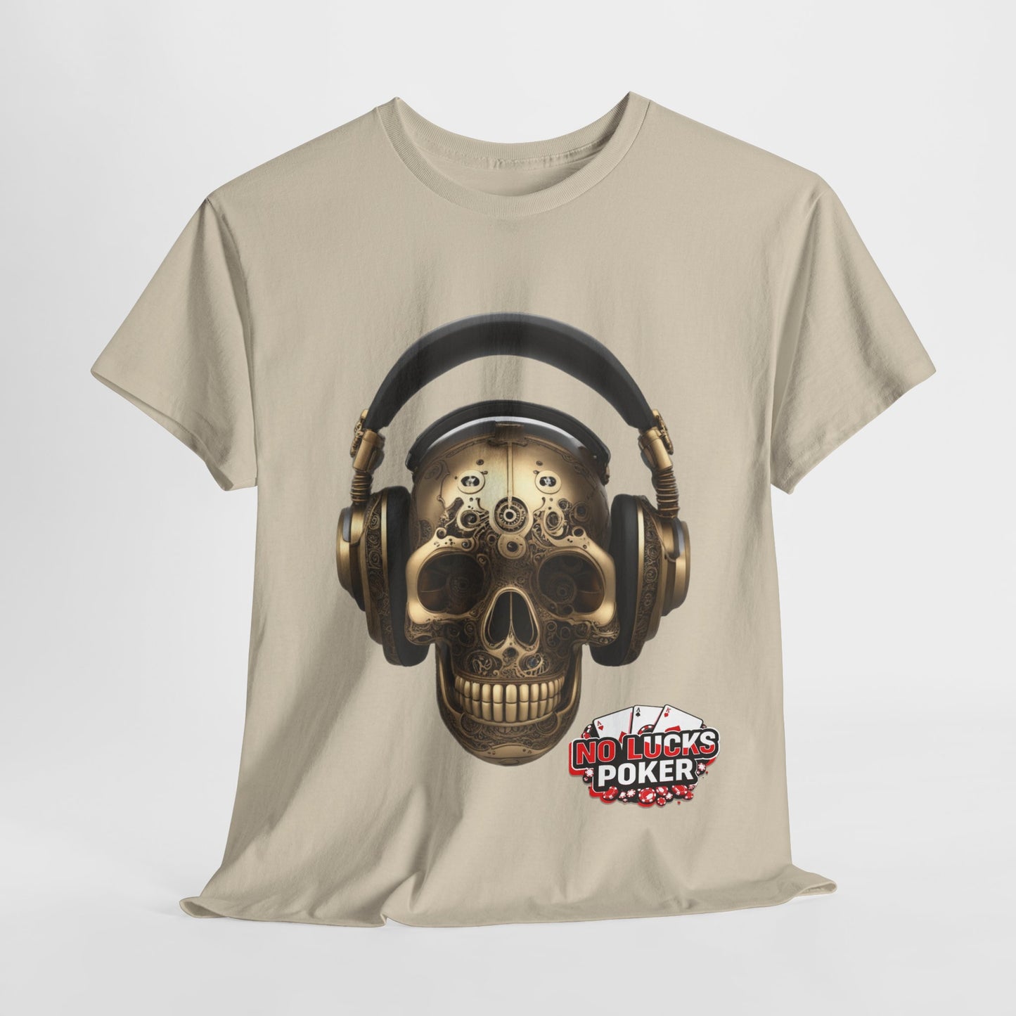 Clockwork steampunk Skull with headphones unisex heavy cotton T-shirt
