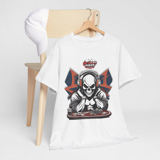 No Lucks Given – Hero/Villain Poker Skull Tee (Headphones Edition)