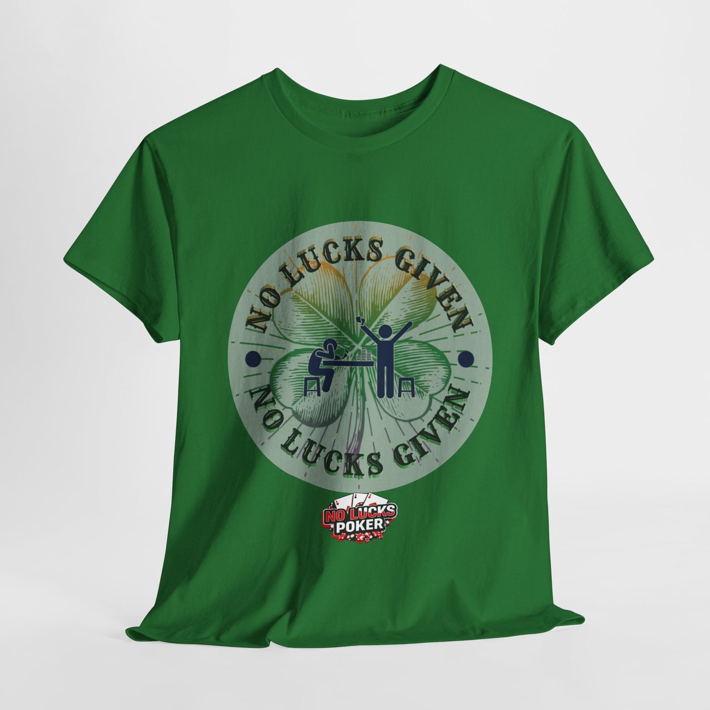No Lucks Given – Large Clover Poker T-Shirt | Skill Over Luck