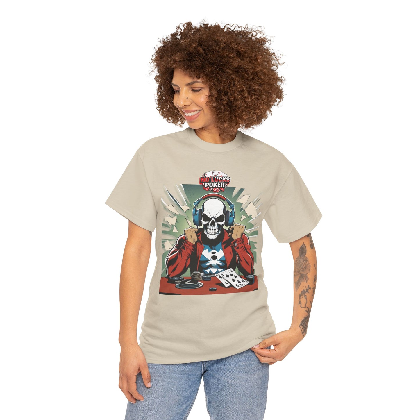 No Lucks Given – Poker Skull w/ Headphones Tee (Hero/Villain Edition)