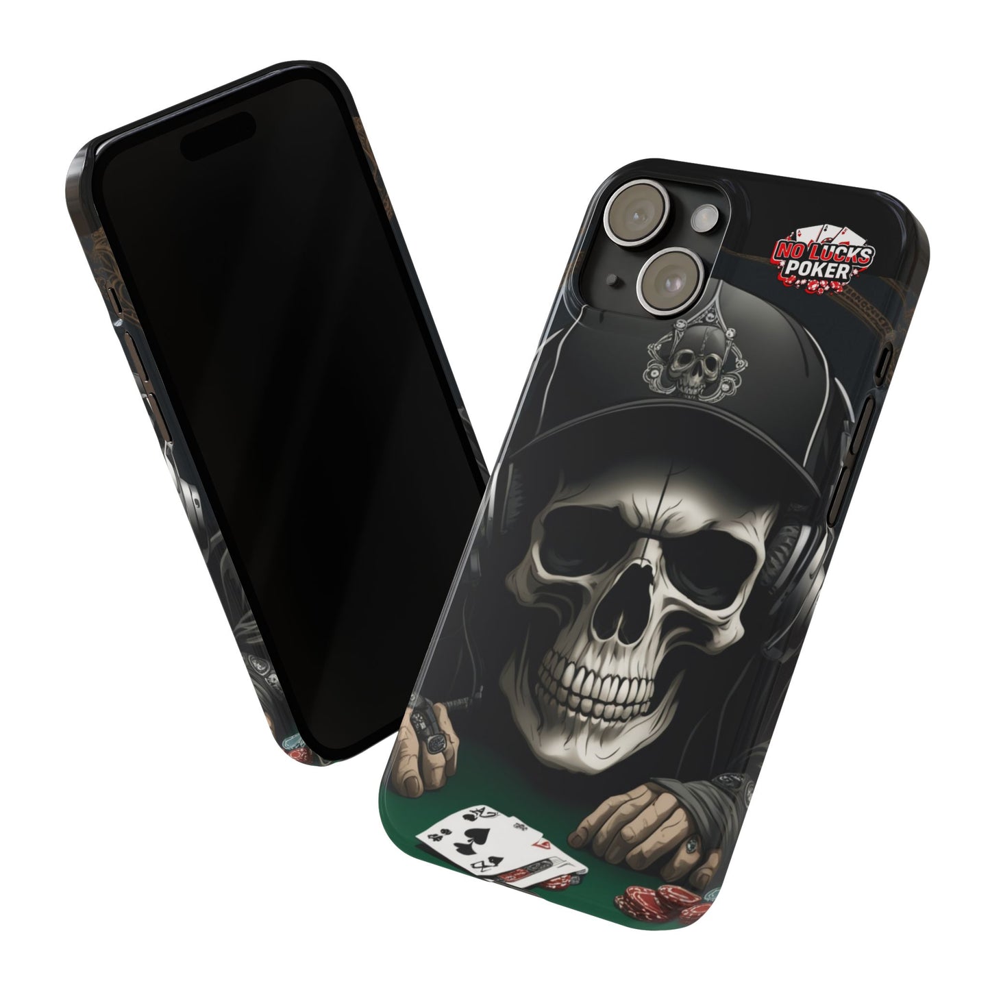 Poker Player with Skull at Poker Table Slim Phone Case -  iPhone 13 - 16