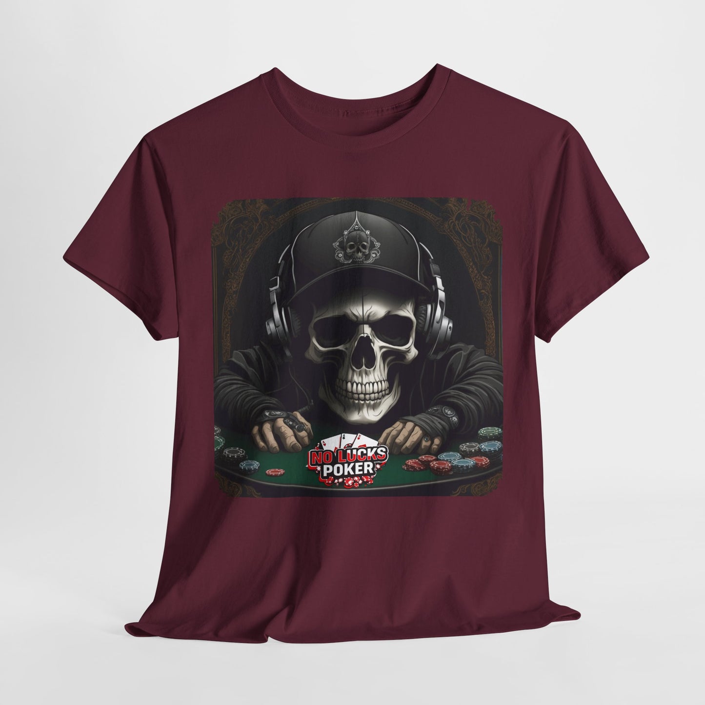 No Lucks Given – Hoodie Skull & Headphones Poker Tee