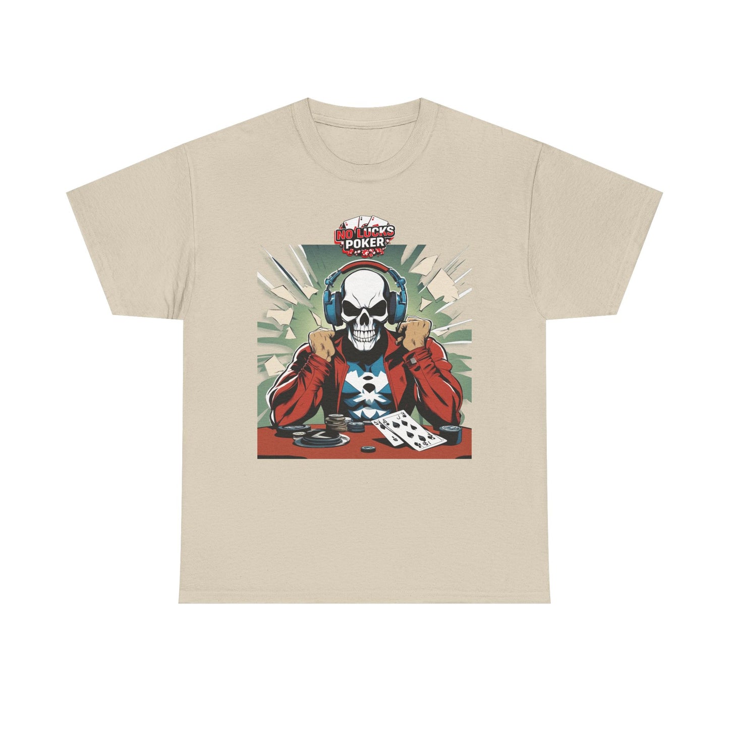No Lucks Given – Poker Skull w/ Headphones Tee (Hero/Villain Edition)