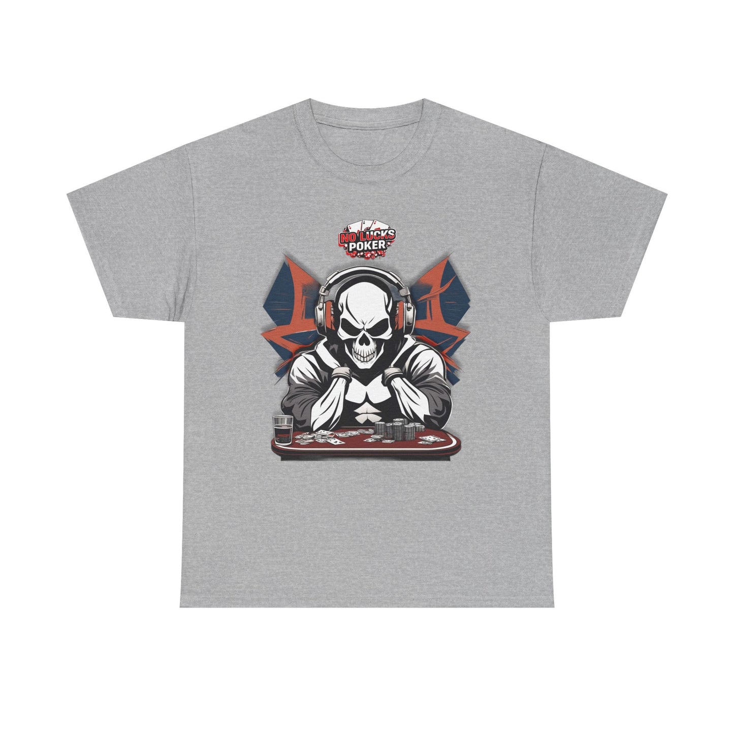 No Lucks Given – Hero/Villain Poker Skull Tee (Headphones Edition)