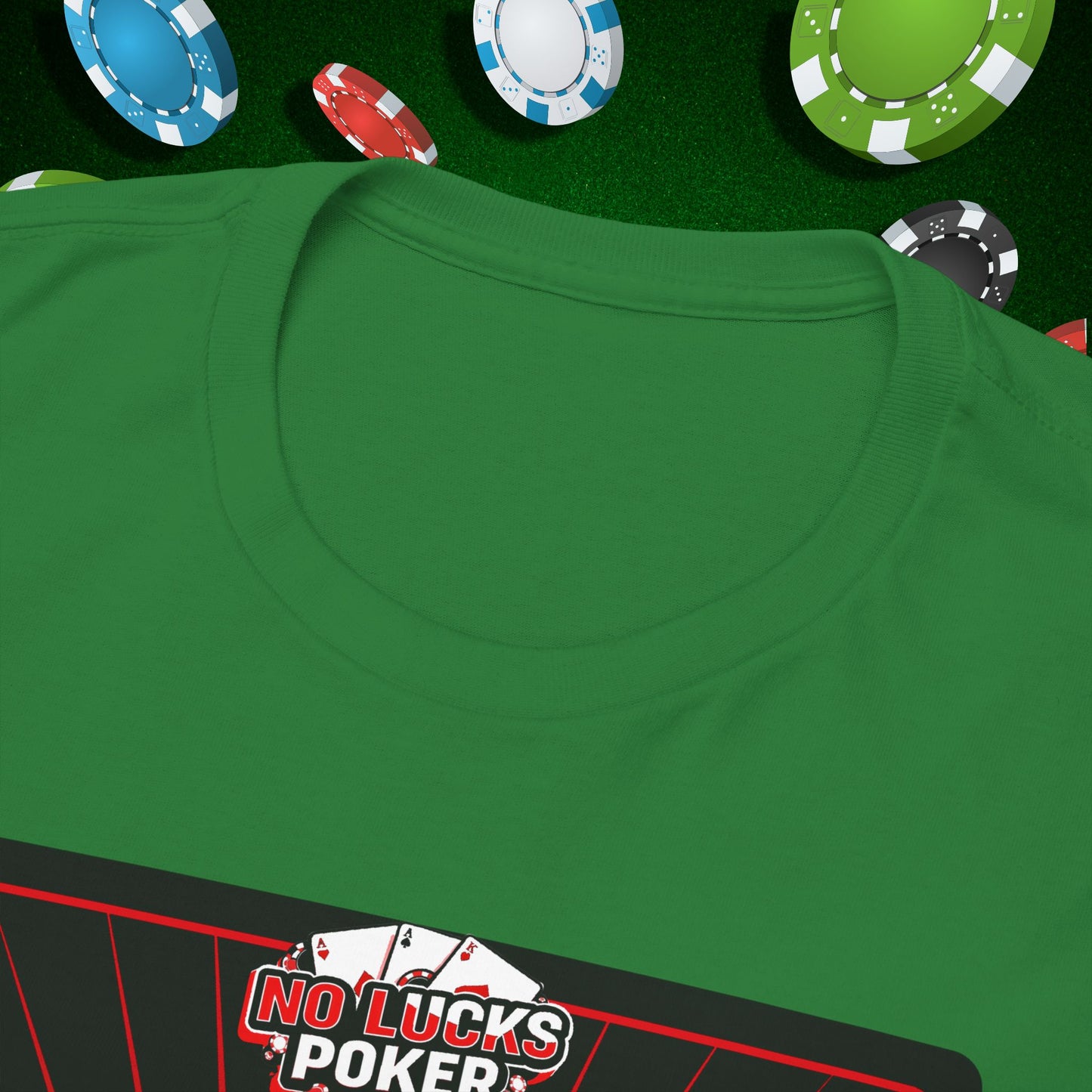 No Lucks Given Ace of Clubs card with two big axes Red Green Poker T-Shirt Must have Good Luck All-in