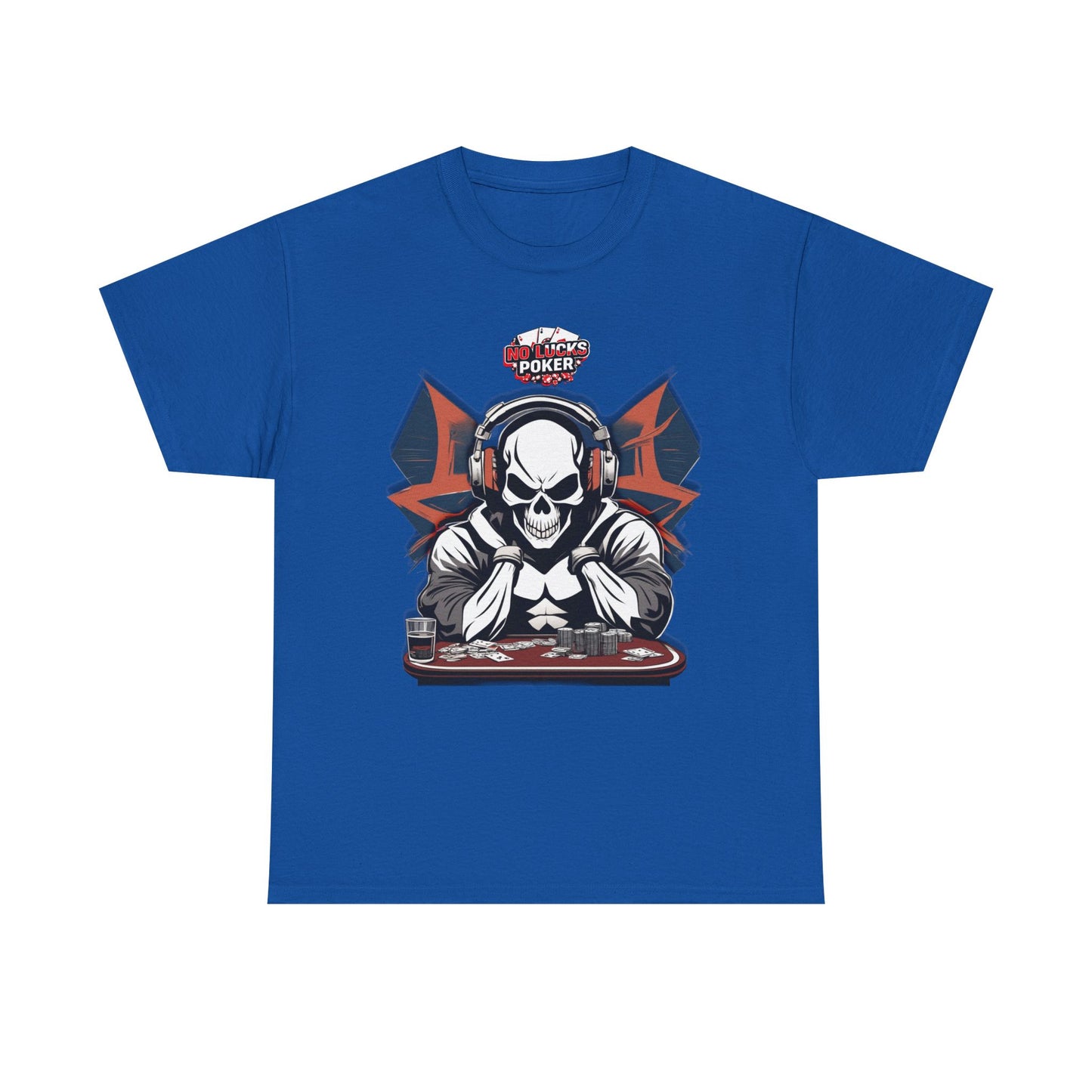 No Lucks Given – Hero/Villain Poker Skull Tee (Headphones Edition)