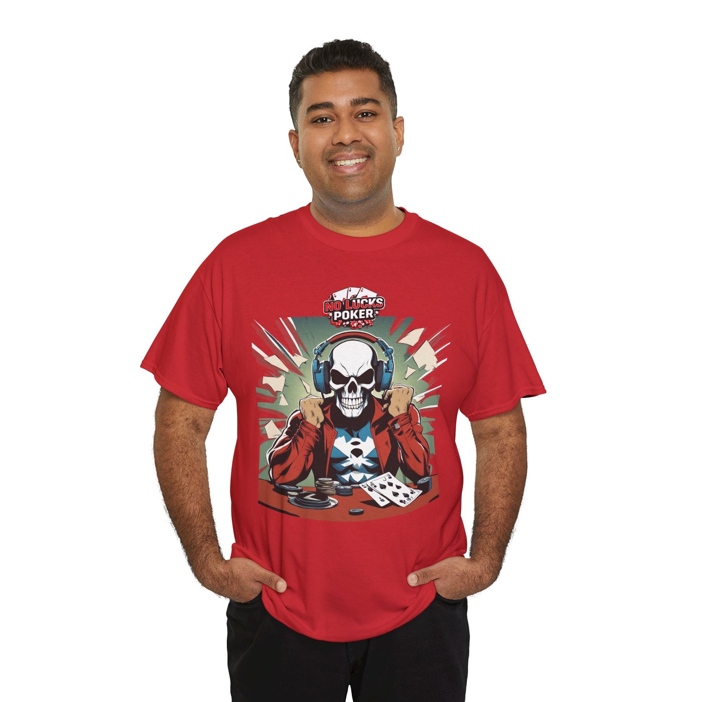 No Lucks Given – Poker Skull w/ Headphones Tee (Hero/Villain Edition)