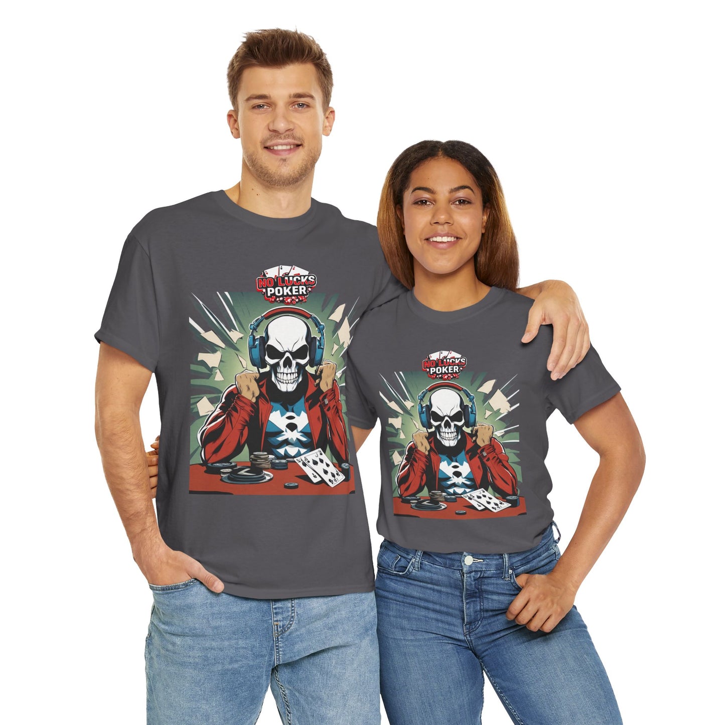 No Lucks Given – Poker Skull w/ Headphones Tee (Hero/Villain Edition)
