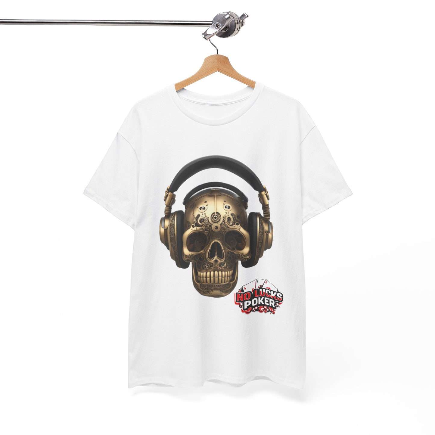 Clockwork steampunk Skull with headphones unisex heavy cotton T-shirt