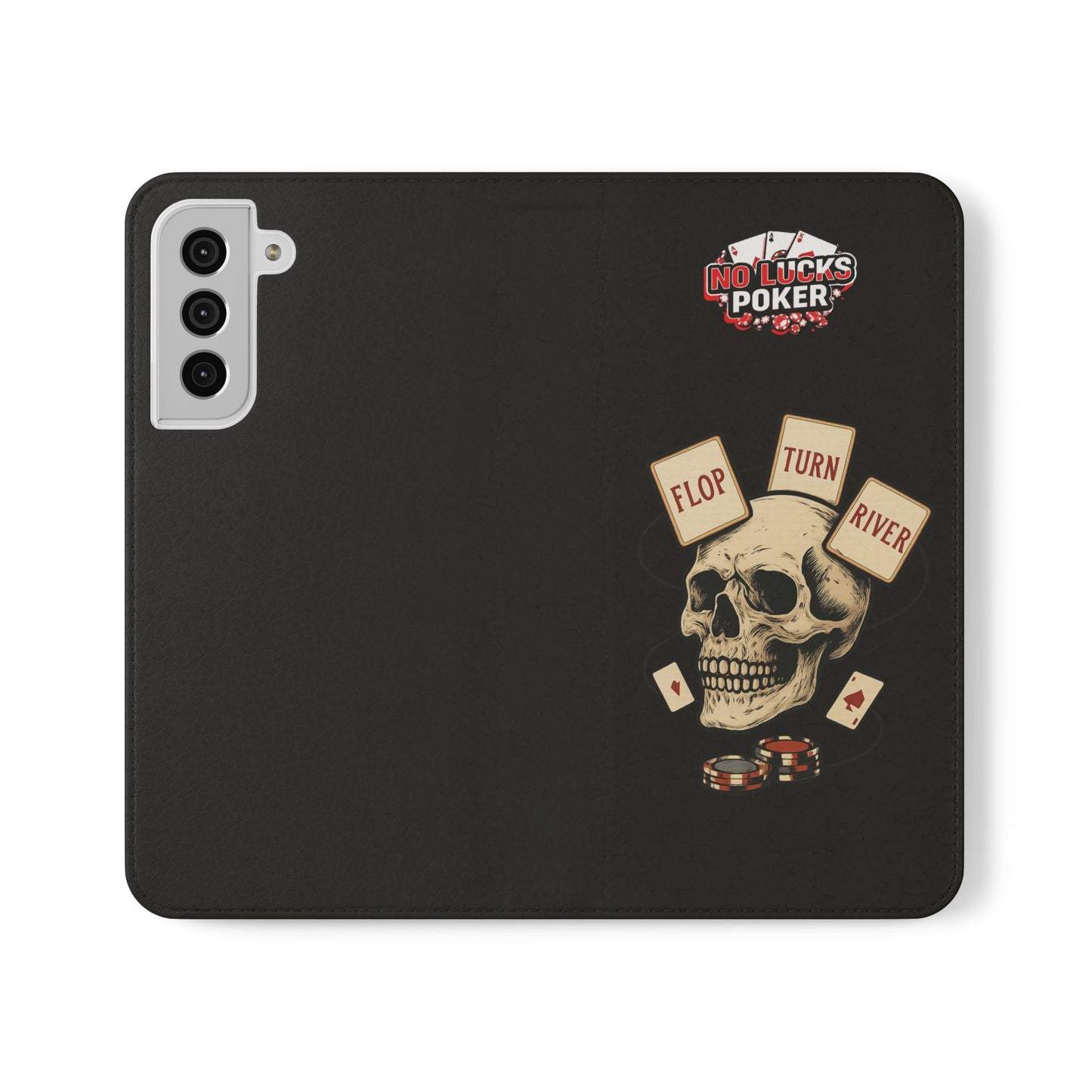 Flop Turn River Skull Wallet Phone Case | Zero Lucks – Poker Grind Gear