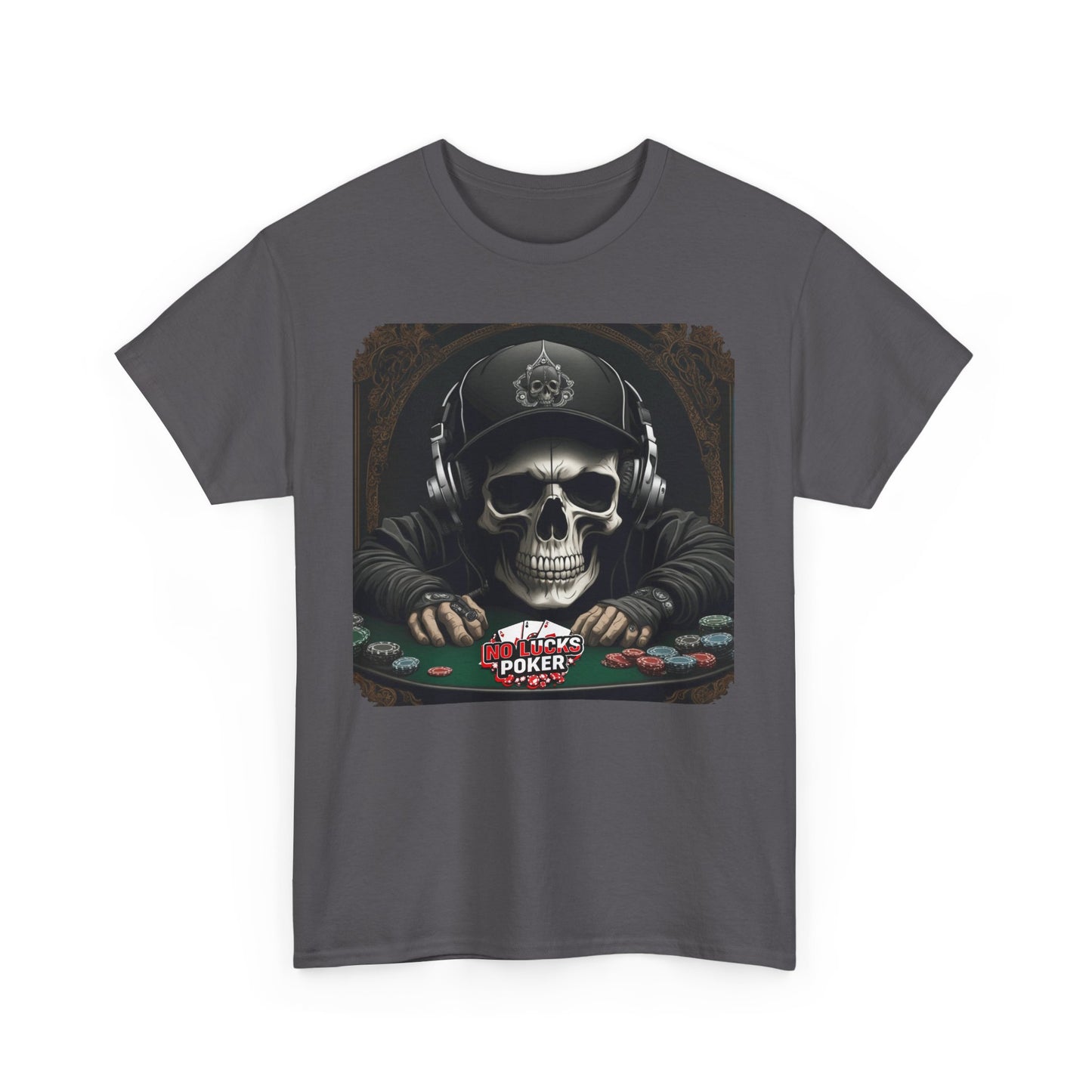 No Lucks Given – Hoodie Skull & Headphones Poker Tee