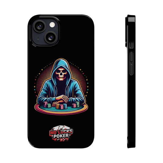 Poker Player with Skull at Poker Table Slim Phone Case -  iPhone 13 - 15